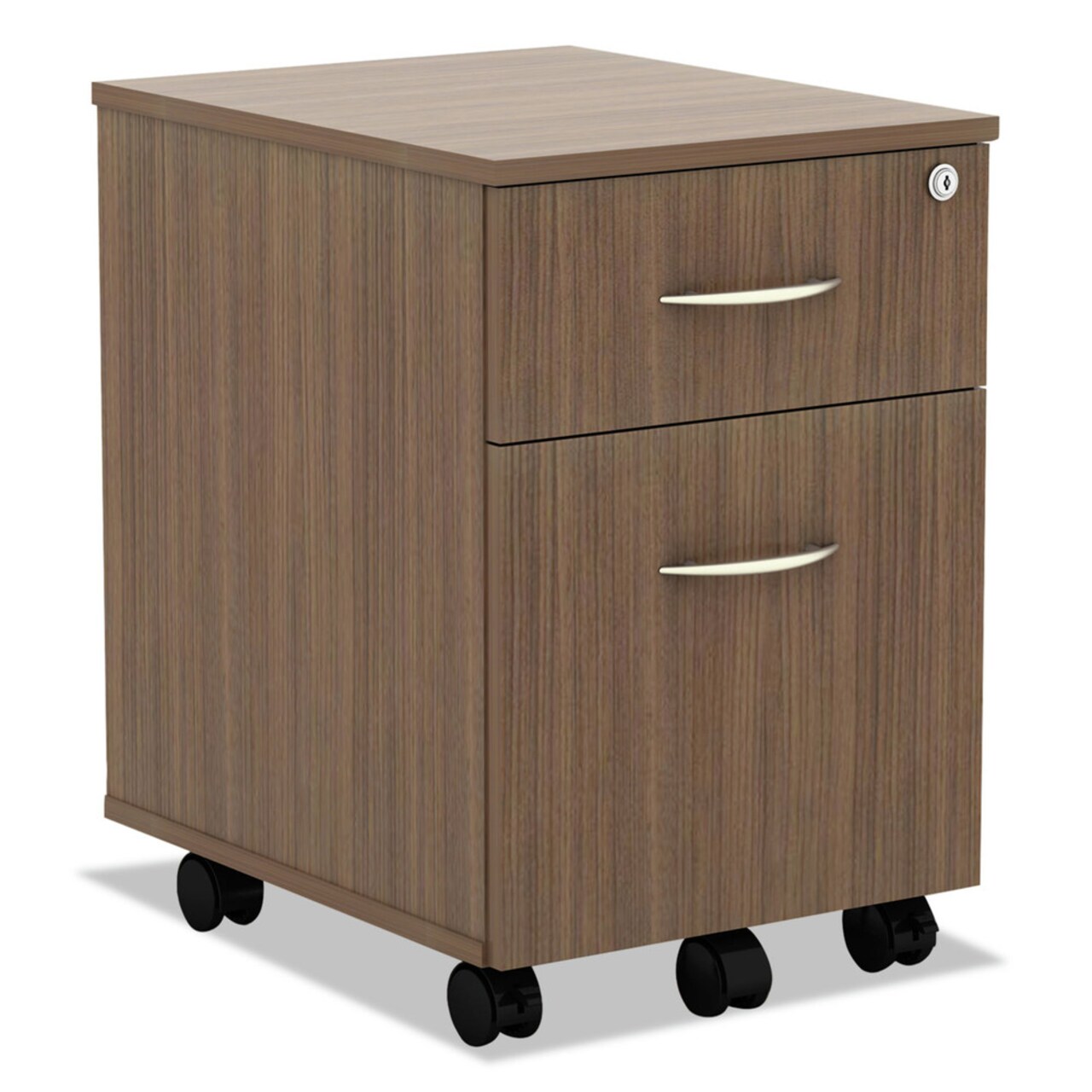 Alera Valencia Series 15.88 in. x 19.13 in. x 22.88 in. Mobile Box Mobile Pedestal Box File Cabinet - Walnut